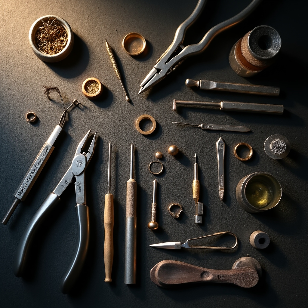Профессиональные ювелирные инструменты на рабочем столе